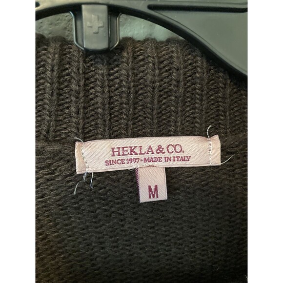 Hekla & Co Women's Cardigan Brown Ruffle Neck Long Sleeve Size Medium Wool Blend - Picture 5 of 8